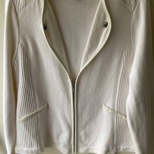 White House Black Market Ivory sweater jacket with zipper